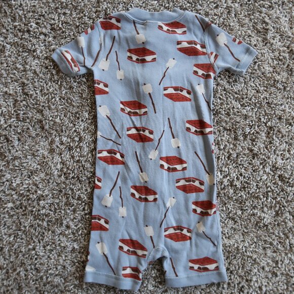 Hanna Andersson S'Mores Short Pajama ZIP Blue Marshmallows Organic Cotton Size 2 - Picture 3 of 3